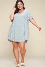 Plus Size Spring Floral Printed Lovely Swing Dress | Mixtshop LLC