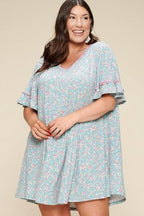Plus Size Spring Floral Printed Lovely Swing Dress | Mixtshop LLC