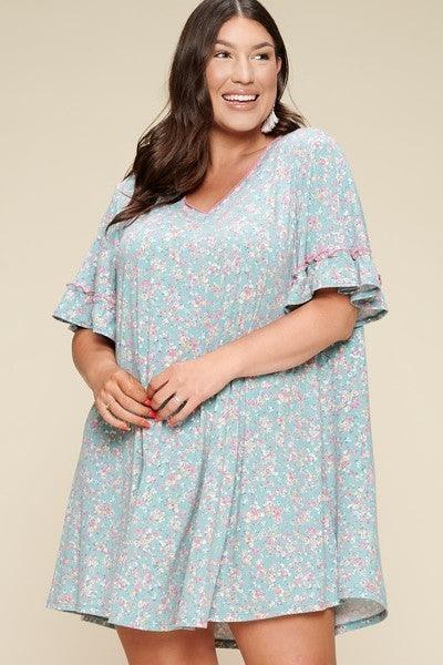 Plus Size Spring Floral Printed Lovely Swing Dress | Mixtshop LLC