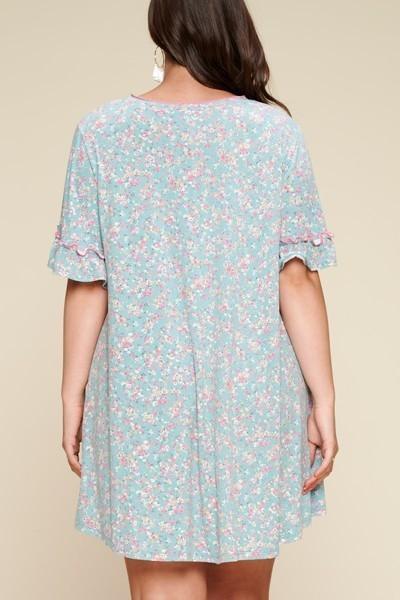 Plus Size Spring Floral Printed Lovely Swing Dress | Mixtshop LLC