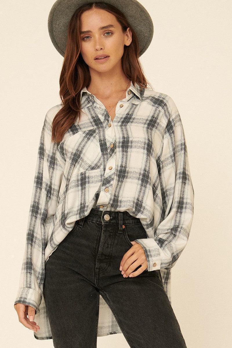 Oversized Loose Fit Plaid Shirt | Mixtshop LLC Main image