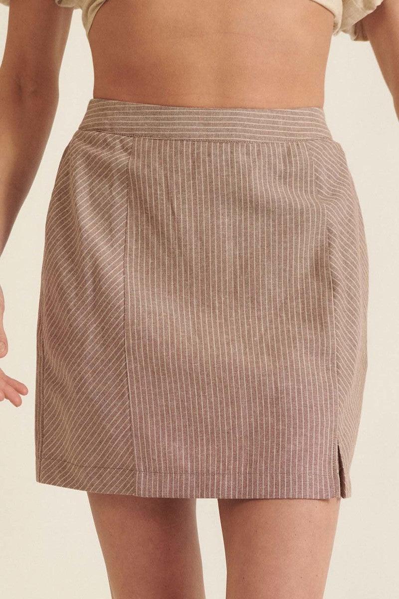 Banded Front Waist Pinstripe Mini Skirt | Mixtshop LLC Main image