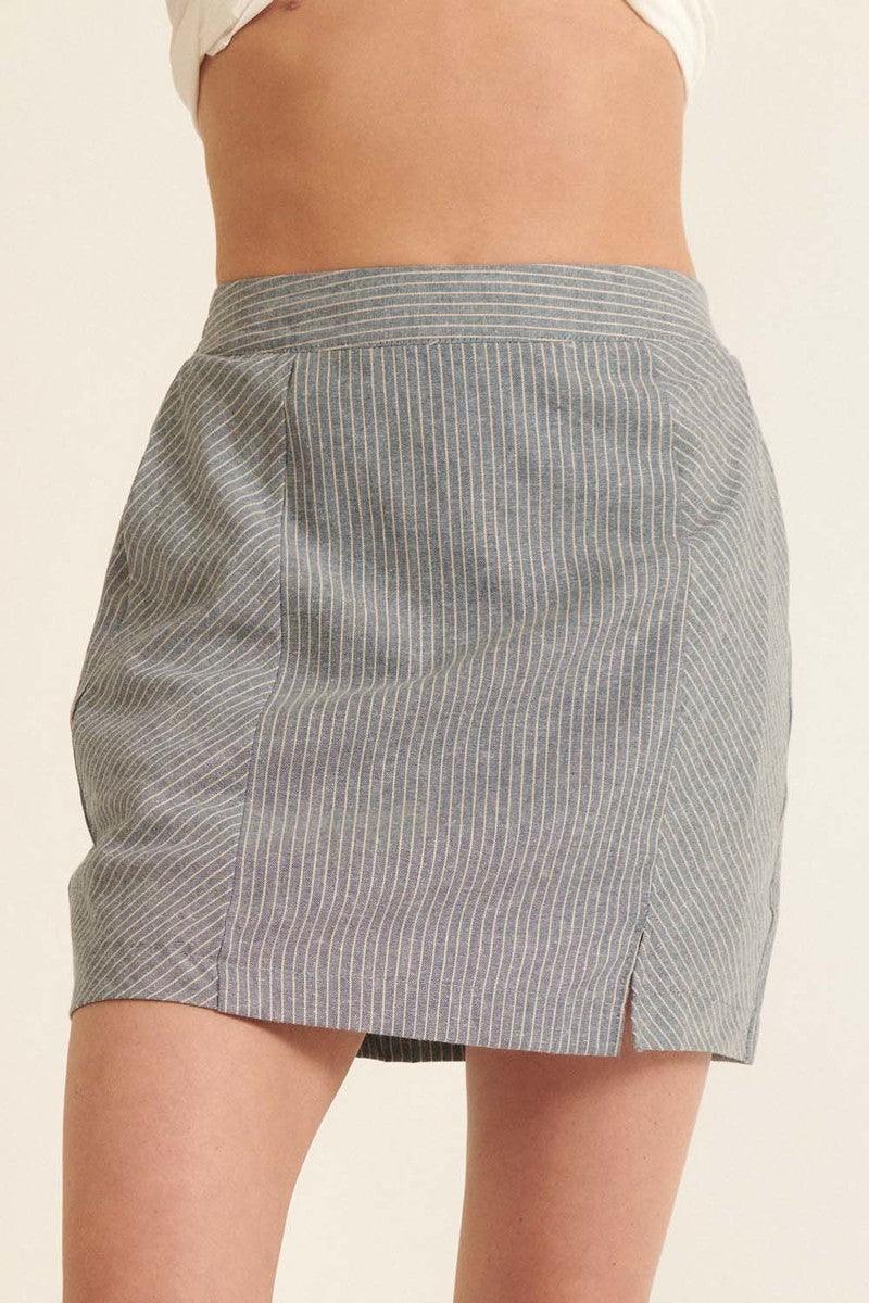 Banded Front Waist Pinstripe Mini Skirt | Mixtshop LLC Main image