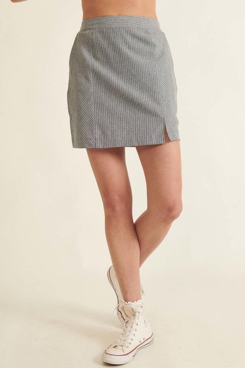 Banded Front Waist Pinstripe Mini Skirt Secondary image