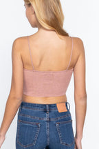 Front Ruched Detail Sweater Knit Crop Cami Top | Mixtshop LLC