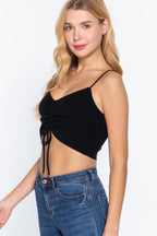 Front Ruched Detail Sweater Knit Crop Cami Top | Mixtshop LLC