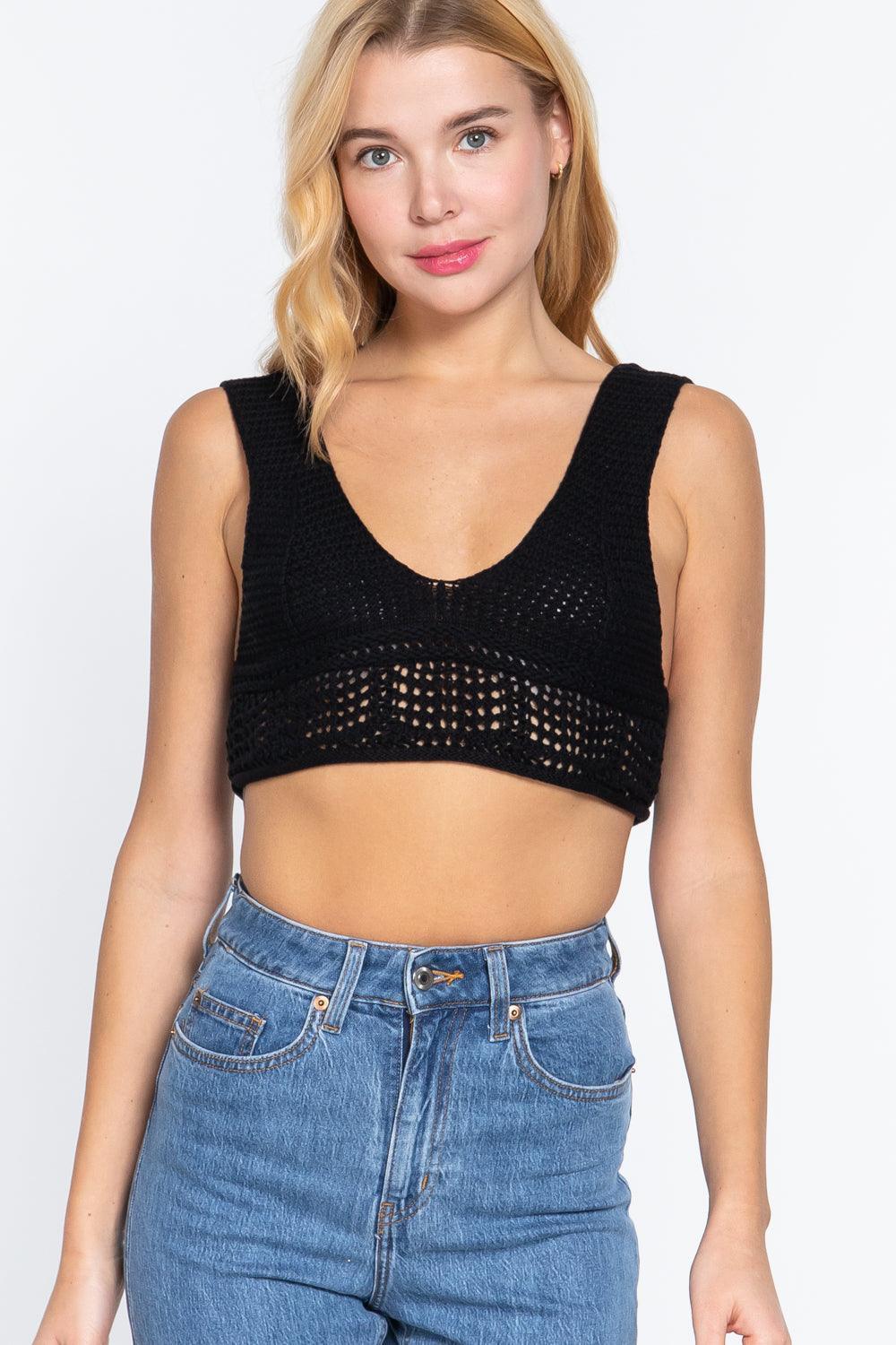 Textured Crop Sweater Tank Top | Mixtshop LLC Main image