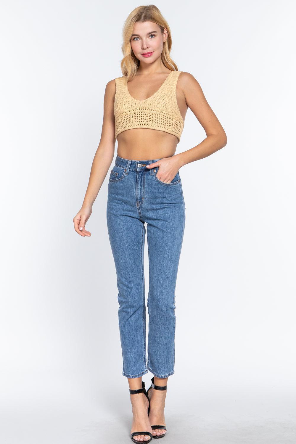 Textured Crop Sweater Tank Top Secondary image