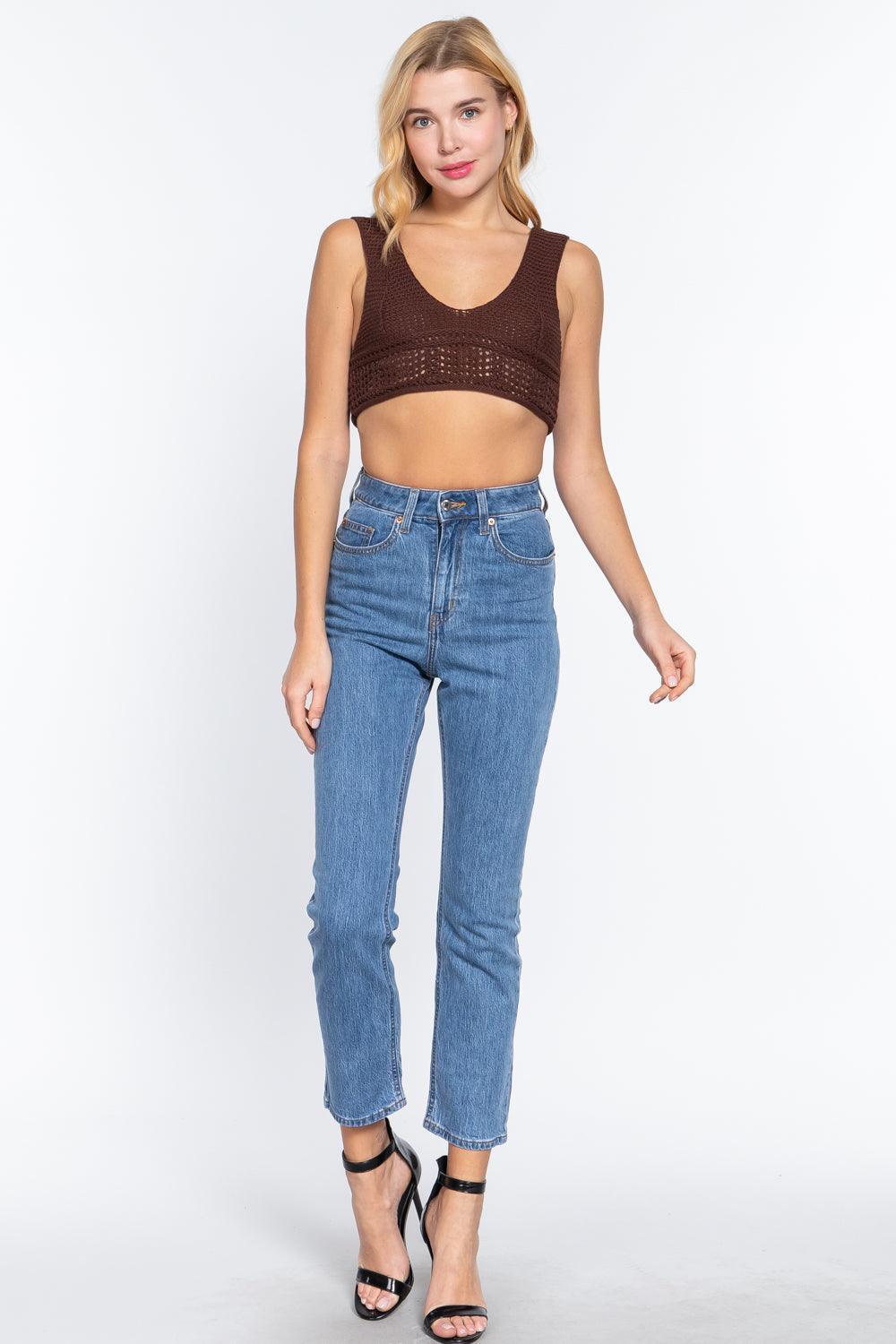 Textured Crop Sweater Tank Top Secondary image