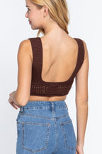 Textured Crop Sweater Tank Top | Mixtshop LLC