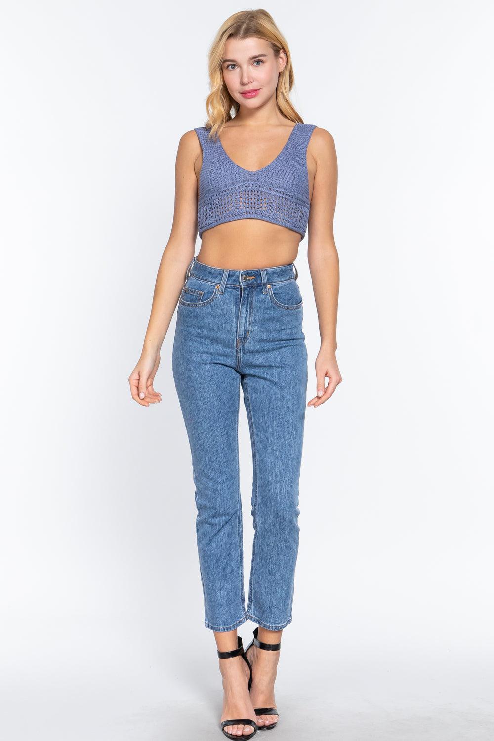Textured Crop Sweater Tank Top Secondary image