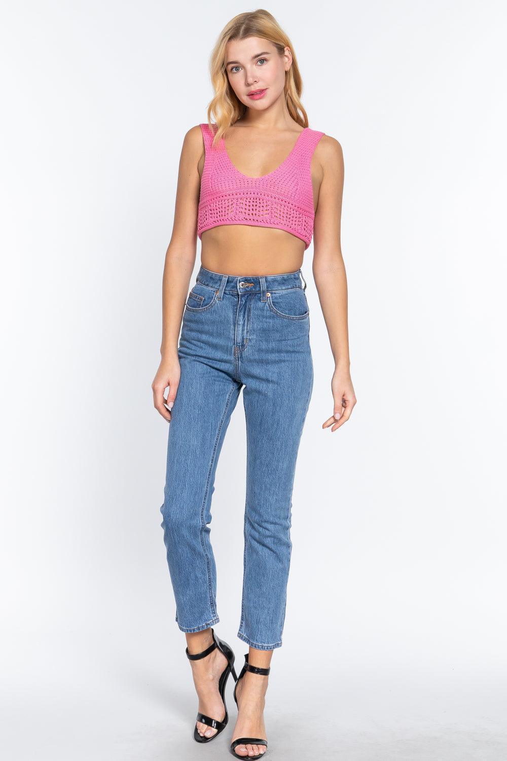 Textured Crop Sweater Tank Top Secondary image