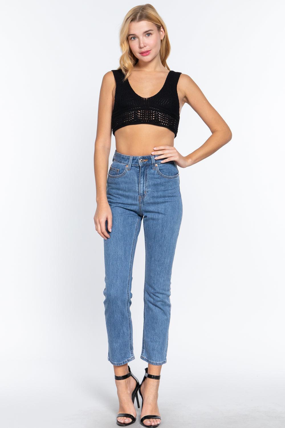 Textured Crop Sweater Tank Top Secondary image