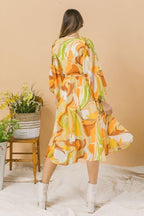A Printed Woven Midi Dress | Mixtshop LLC