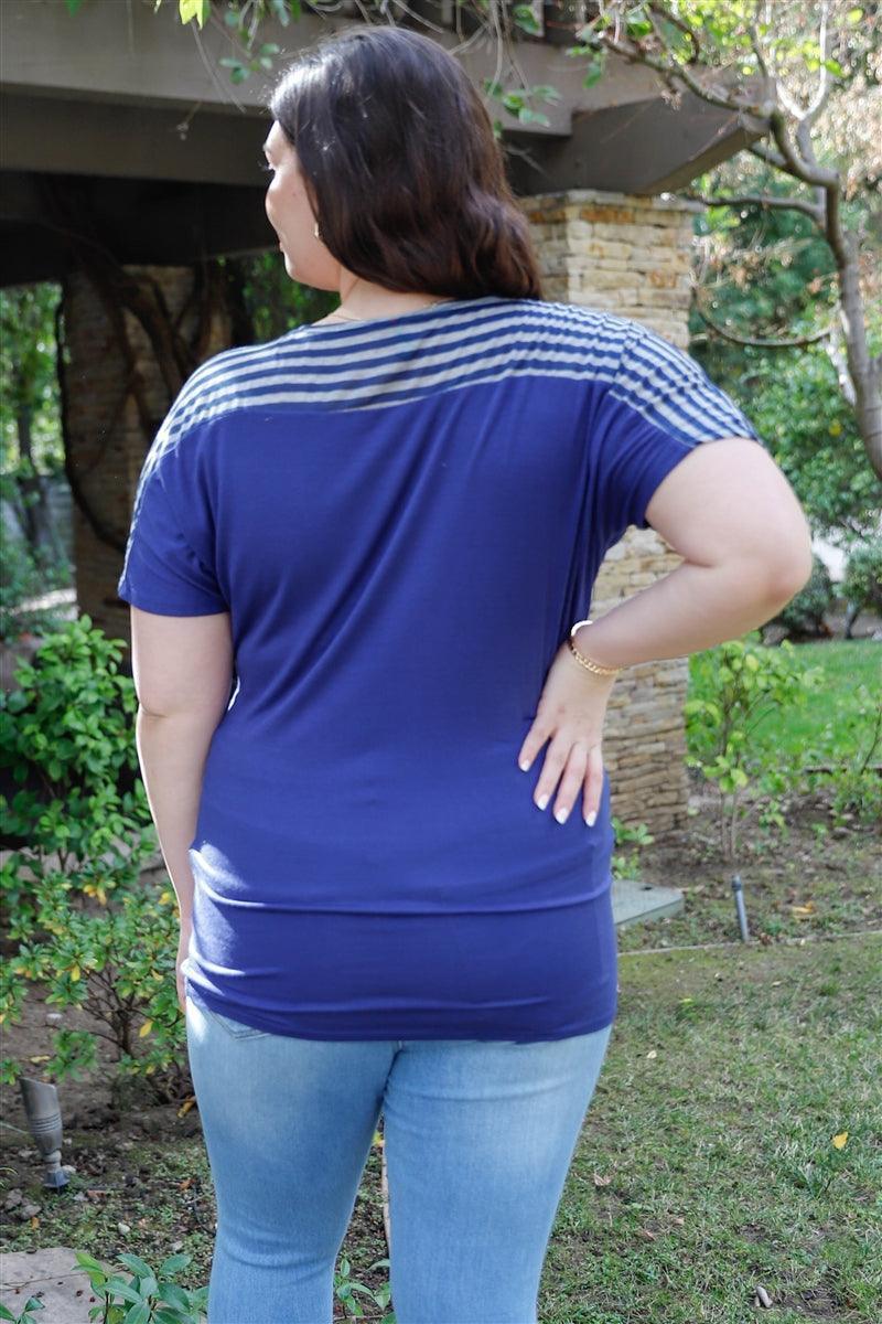 Plus Stripe Short Sleeve Top | Mixtshop LLC