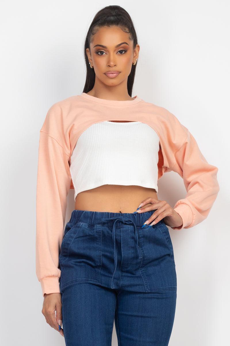 Ribbed Sleeveless Top With Shrug Sweater | Mixtshop LLC Main image
