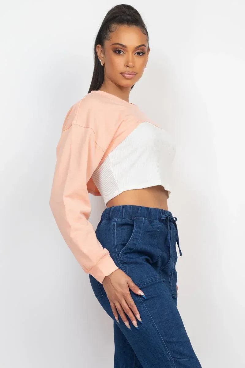 Ribbed Sleeveless Top With Shrug Sweater Secondary image