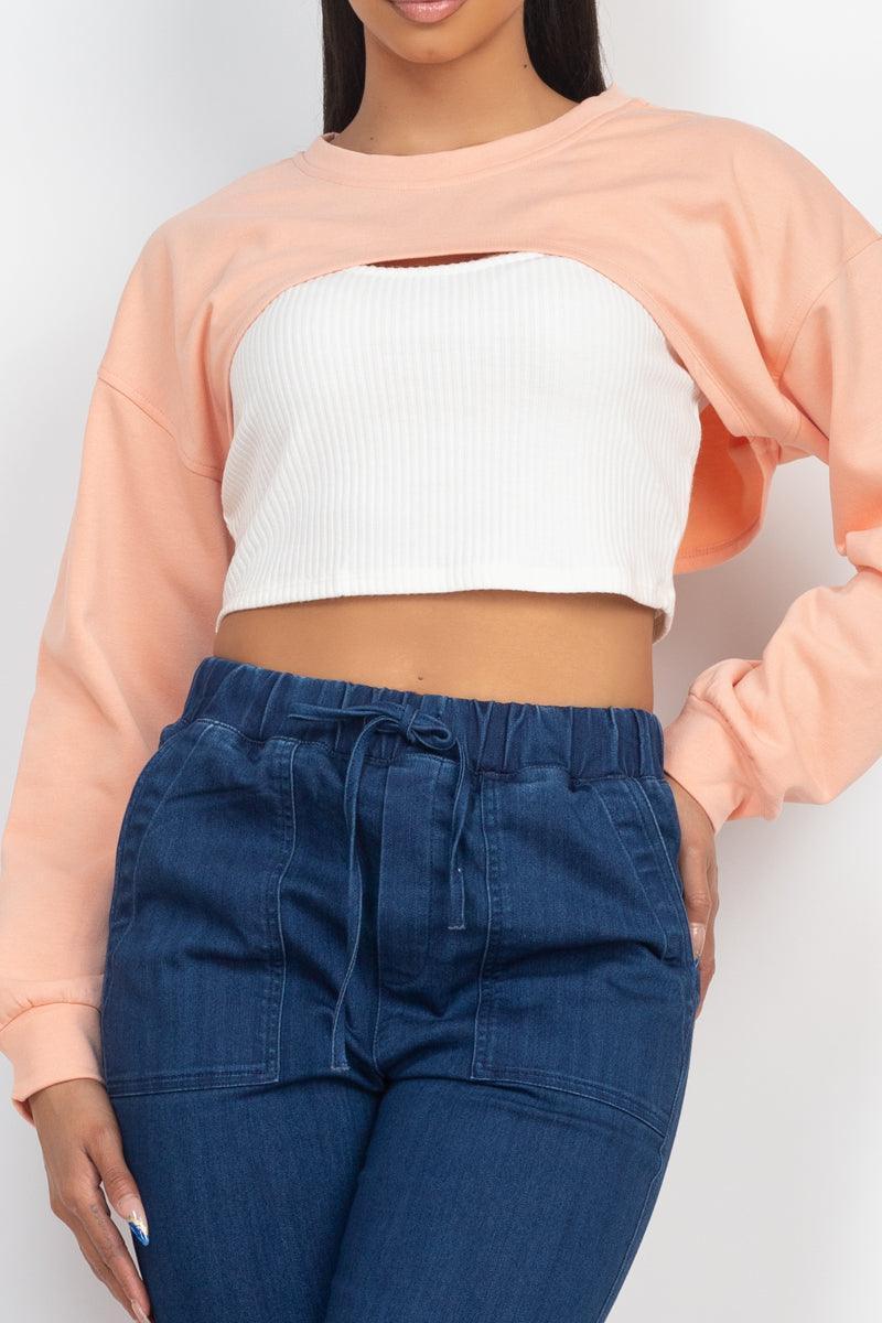 Ribbed Sleeveless Top With Shrug Sweater | Mixtshop LLC