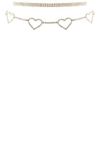 Rhinestone 5 Heart Choker Necklace | Mixtshop LLC