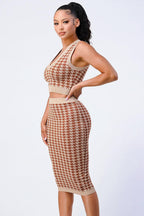 Luxe Gingham Rib Knit Top And Skirt Sets | Mixtshop LLC