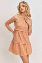 Textured Woven Fabric With Tiered Sl Dress | Mixtshop LLC