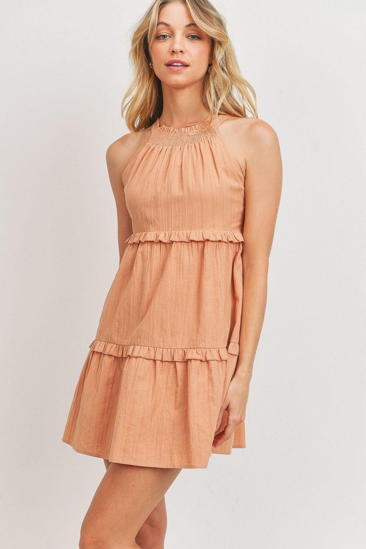 Textured Woven Fabric With Tiered Sl Dress | Mixtshop LLC