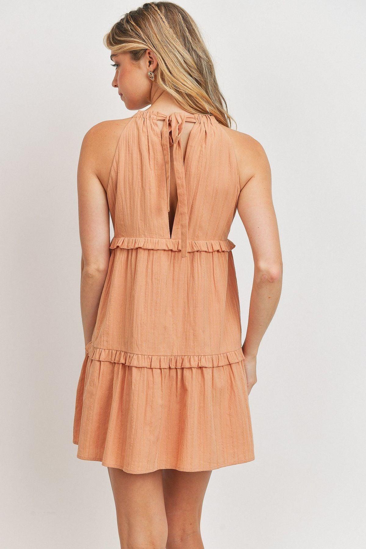 Textured Woven Fabric With Tiered Sl Dress | Mixtshop LLC