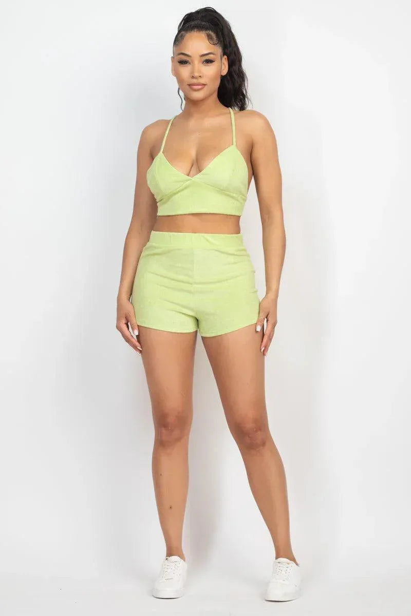Terry Towel Bralette Top & Mini Shorts Set Secondary image