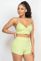Terry Towel Bralette Top & Mini Shorts Set | Mixtshop LLC
