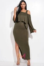 Solid Rayon Spandex Midi Length Tank Dress And Slouchy Cape Top Two Piece Set | Mixtshop LLC