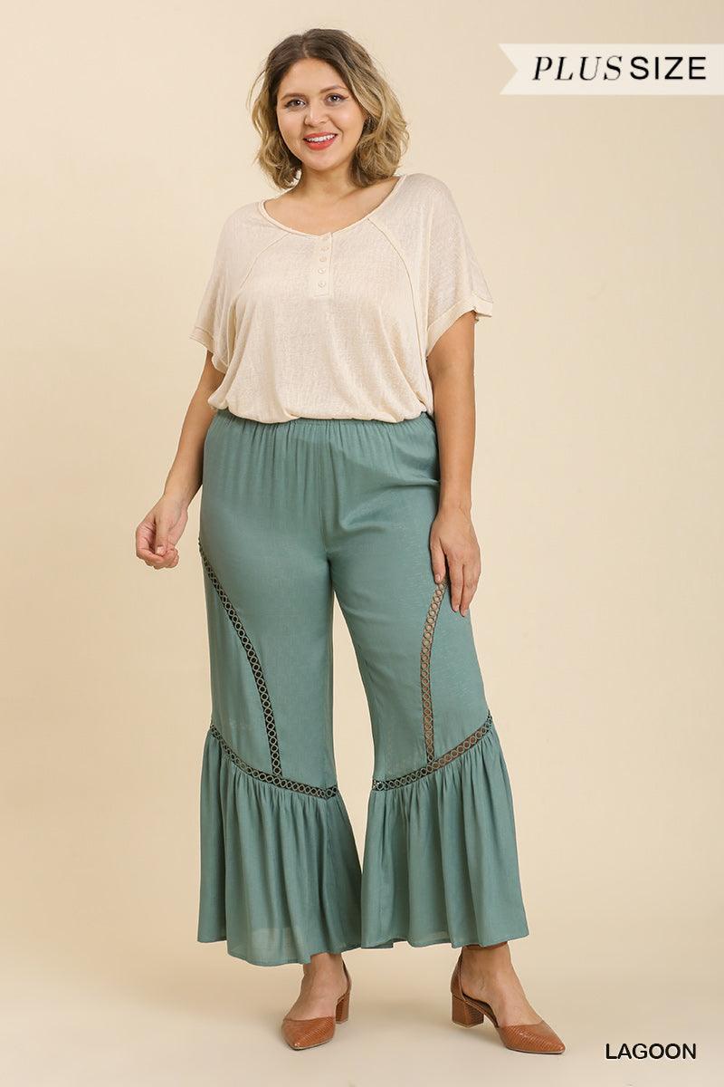 Wide Leg Elastic Waist Lace Tape Pants | Mixtshop LLC Main image