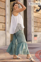 Wide Leg Elastic Waist Lace Tape Pants | Mixtshop LLC