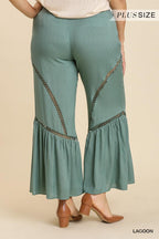 Wide Leg Elastic Waist Lace Tape Pants | Mixtshop LLC