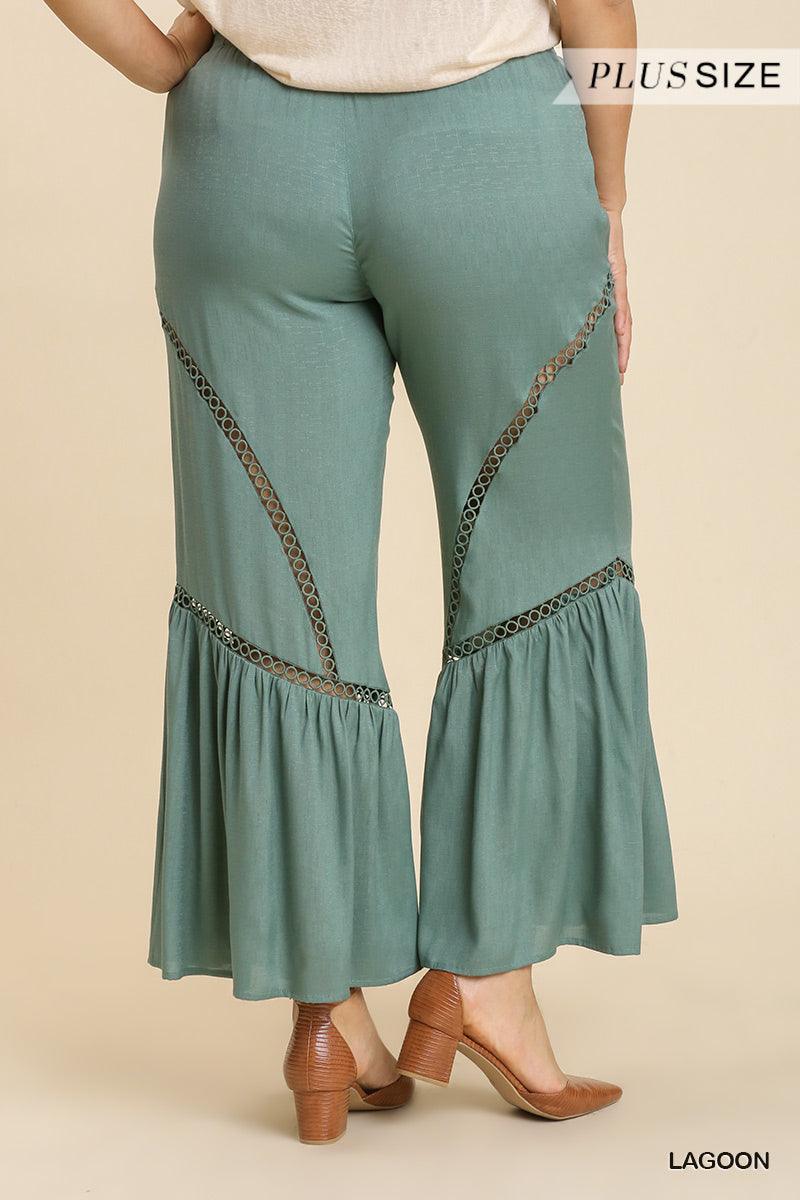 Wide Leg Elastic Waist Lace Tape Pants | Mixtshop LLC