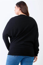 Plus Smile Front Print Flannel Dolman Sleeve Top | Mixtshop LLC