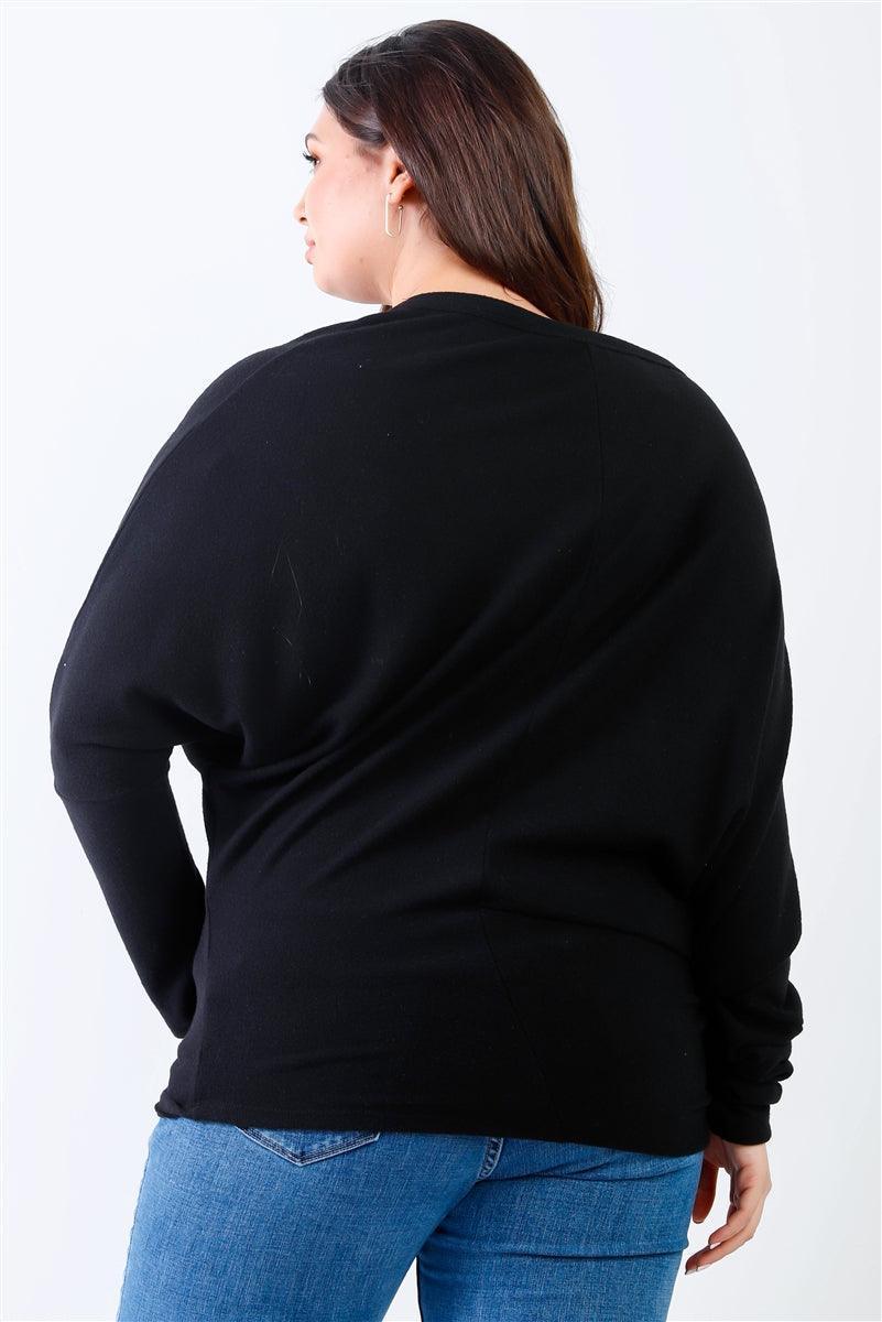 Plus Smile Front Print Flannel Dolman Sleeve Top | Mixtshop LLC