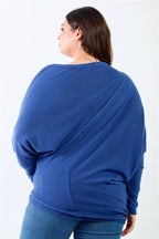 Plus Smile Front Print Flannel Dolman Sleeve Top | Mixtshop LLC