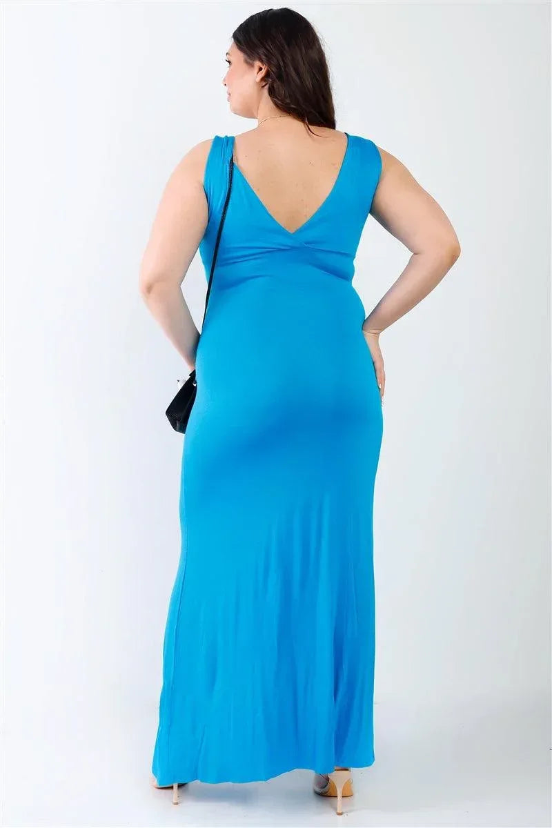 Plus V-neck Sleeveless Maxi Dress | Mixtshop LLC