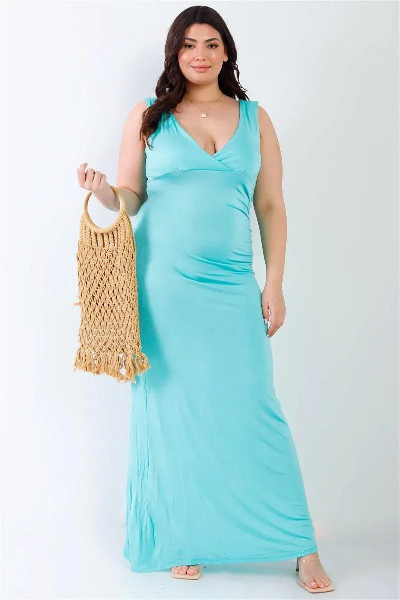 Plus V-neck Sleeveless Maxi Dress | Mixtshop LLC Main image