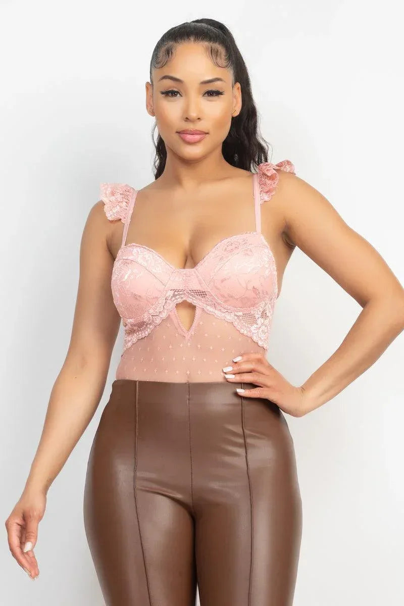 Sweetheart Cut-out Cami Ruffled Bodysuit Secondary image