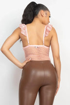 Sweetheart Cut-out Cami Ruffled Bodysuit | Mixtshop LLC