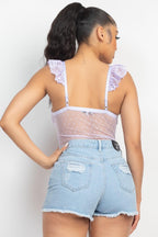 Sweetheart Cut-out Cami Ruffled Bodysuit | Mixtshop LLC