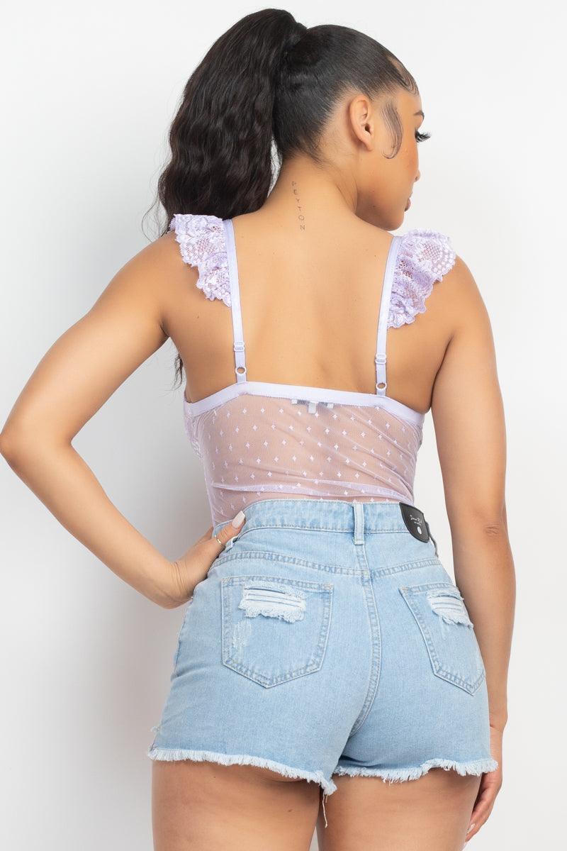 Sweetheart Cut-out Cami Ruffled Bodysuit | Mixtshop LLC
