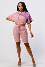 Pants Set In Color Block With Hoodie And Detachable Bottom Part | Mixtshop LLC