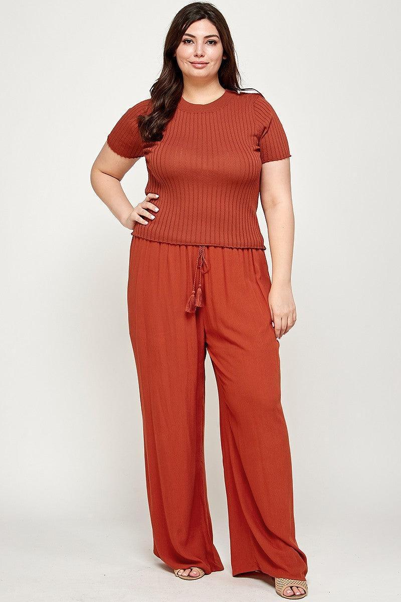 Solid Full Length Wide Leg Palazzo Pants | Mixtshop LLC Main image