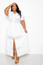 Puff Sleeve Maxi Dress With Lace Insert | Mixtshop LLC