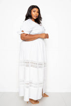 Puff Sleeve Maxi Dress With Lace Insert | Mixtshop LLC