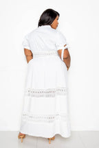Puff Sleeve Maxi Dress With Lace Insert | Mixtshop LLC