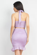 Halter Neck Crop Top & Skirts Set | Mixtshop LLC
