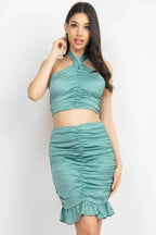 Halter Neck Crop Top & Skirts Set | Mixtshop LLC